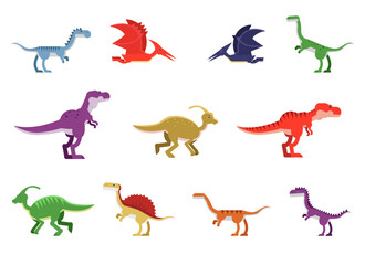Predatory Dinosaurs as Wild Jurassic Period Animal Vector Set