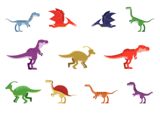 Papier Peint photo Dinosaures Predatory Dinosaurs as Wild Jurassic Period Animal Vector Set
