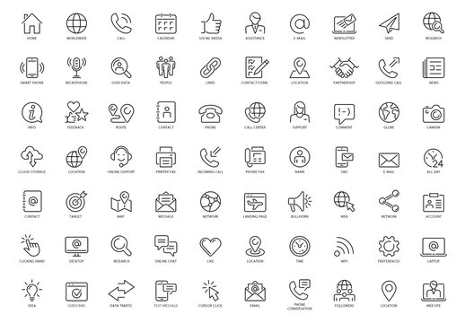 Contact Us Outline Icons Set