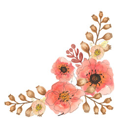 Obraz na płótnie Canvas Handpainted watercolor flowers.Blossom watercolor boho botanical illustration isolated.