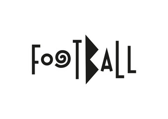 Lettering of footbal in black isolated on white background for poster, design, banner, sport club, resort, advertising, sport center, olympic games, sports shop, store, competition, tournamen