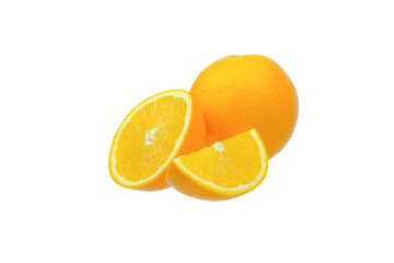 navel oranges on white background