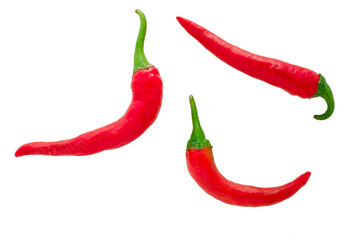 Red chilli peppers isolated on a white background