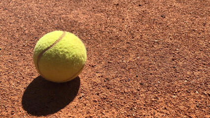 Tennis balls on the court close-up
