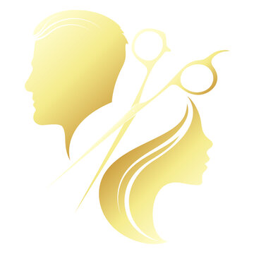 recommend clip art: Scissors male and female head silhouette