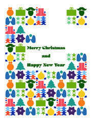 Fototapeta na wymiar Merry Christmas art card. Xmas elements and decorations.