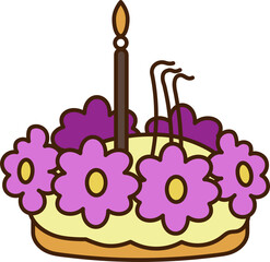 Krathong1. Krathong with a candle. Color cartoon vector illustration.