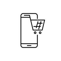 cart on phone icon. ecommerce icon. online shopping on smartphone. online shopping concept. appication, web, symbol. 
