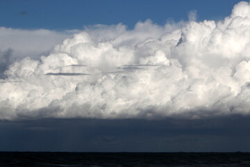 Fototapeta na wymiar Large rain clouds in the sky over the sea.