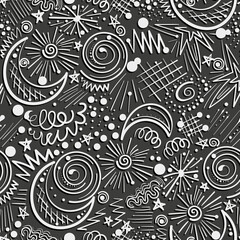 vector seamless wallpaper with hand-drawn space motifs. abstract background pattern