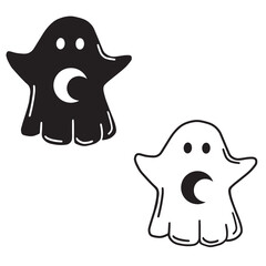 Halloween ghosts with moon