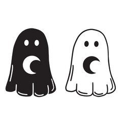 Halloween ghosts with moon