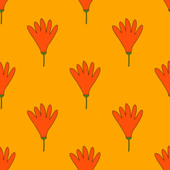 Fototapeta premium square vector seamless pattern - flower in hippie style.1970 good vibes.Funky and groovy y2k daisy flower.Funky 1960 psychedelic ornament with floral.Kidcore kawaii wallpaper and fabric.Floral naive 