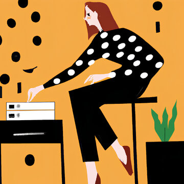 woman working in an office vector illustration
