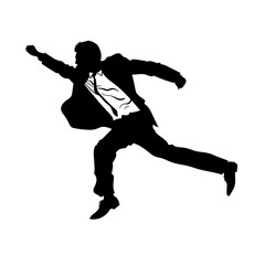 Fototapeta na wymiar silhouette of a man running in a suit