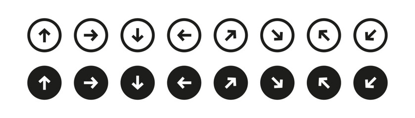Arrow vector icon set. Circle arrow symbol. Set of arrows in a circle . Flat vector arrow collection.