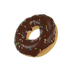 3d rendering. Chocolate donut on a white background