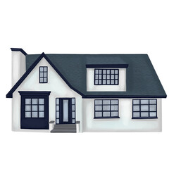 Contemporary two storey modern suburban home.Watercolor modern flat designed cottage. Hand painted architecture.