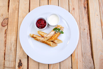 pancakes with jam and sour cream