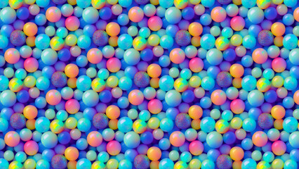 Fototapeta na wymiar 3D-image of vibrant colored opal balls. 8K wallpaper background