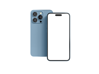 iPhone 14 pro max Smartphone mockup for App and Website UI branding. 2 Phones in front side. 3D rendered Illustration.