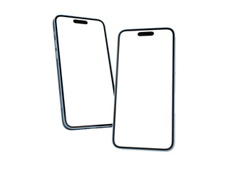 iPhone 14 pro max Smartphone mockup for App and Website UI branding. 2 Phones in front side. 3D rendered Illustration.