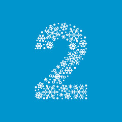 Number 2 made from snowflakes. Vector graphics