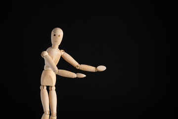 wooden mannequin in a pose, annoyed, irritated