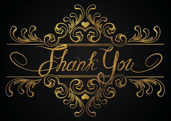 Thank you golden floral calligraphy design banner 