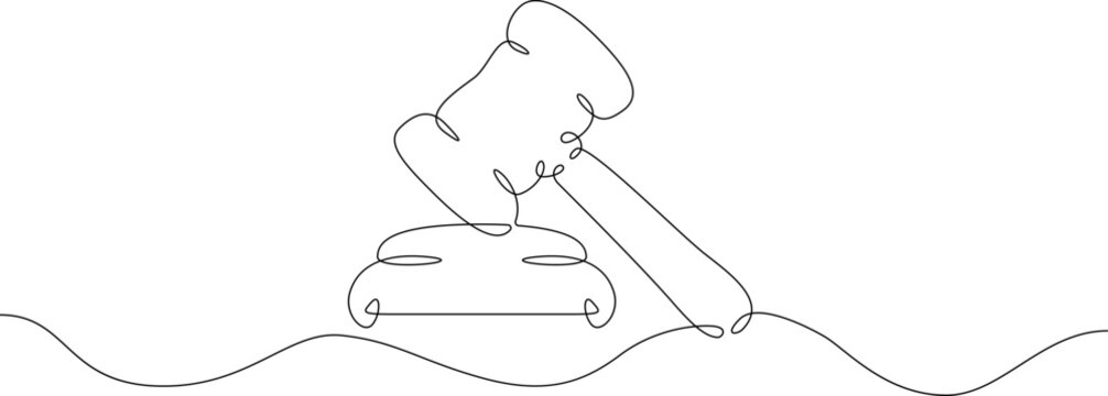 recommend clip art: One continuous line. Auction hammer. Hammer. Flat minimal icon. One continuous line on a white background.