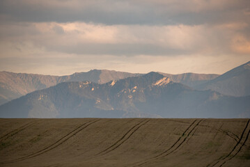 mountains in the morning