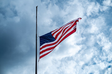 American flag blowing in the wind