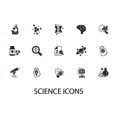 science icons set . science pack symbol vector elements for infographic web