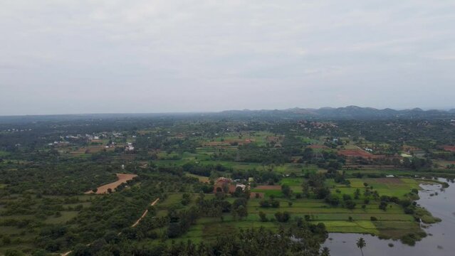 Cinematic 4K view of the Village Shoolagiri. Tamil Nadu, Krishnagiri, India