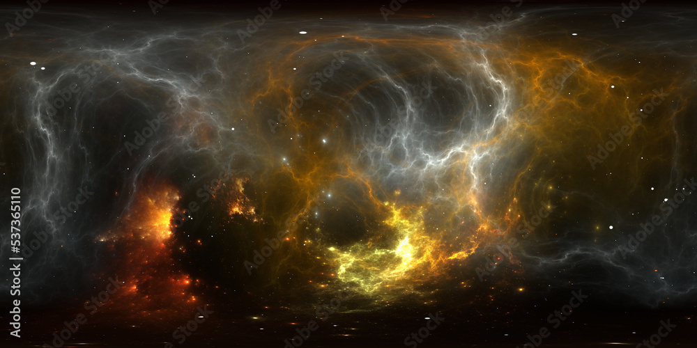 Wall mural 360 degree space background with nebula and stars, equirectangular projection, environment map. hdri