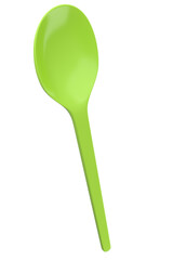 Eco-friendly disposable utensils like spoon on white background.
