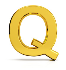 Letter Q. Front view. 3d render