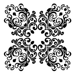 Vintage baroque frame scroll ornament engraving border floral retro pattern antique style acanthus foliage swirl decorative design element filigree calligraphy.