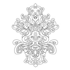 Vintage baroque frame scroll ornament engraving border floral retro pattern antique style acanthus foliage swirl decorative design element filigree calligraphy.