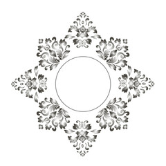 Vintage baroque frame scroll ornament engraving border floral retro pattern antique style acanthus foliage swirl decorative design element filigree calligraphy.