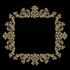 Vintage baroque frame scroll ornament engraving border floral retro pattern antique style acanthus foliage swirl decorative design element filigree calligraphy.
