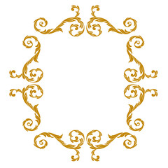 Vintage baroque frame scroll ornament engraving border floral retro pattern antique style acanthus foliage swirl decorative design element filigree calligraphy.