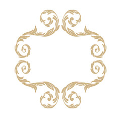 Vintage baroque frame scroll ornament engraving border floral retro pattern antique style acanthus foliage swirl decorative design element filigree calligraphy.