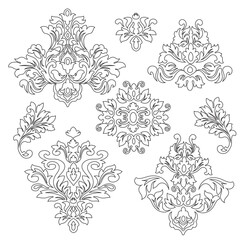 Vintage baroque frame scroll ornament engraving border floral retro pattern antique style acanthus foliage swirl decorative design element filigree calligraphy.