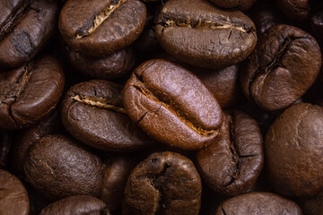 coffee beans isolated in macro
