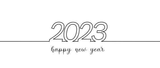 Creative concept Happy New Year 2023 text design. for Brochure design template, card, banner. Vector illustration. Isolated on white background. Vector illustration