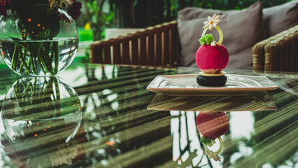 macaroon on table in cafe