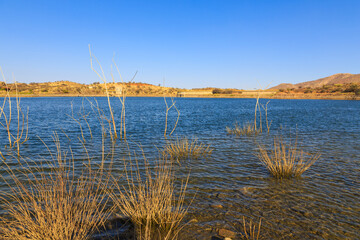 View of the Lake Oanob, holiday resort, Namibia.