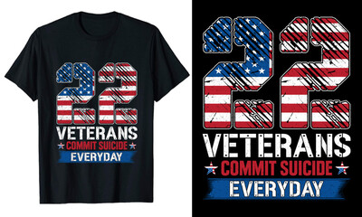 22 Veterans commit suicide typography t-shirt design