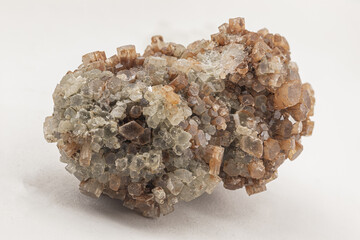 aragonite mineral sample on white background
